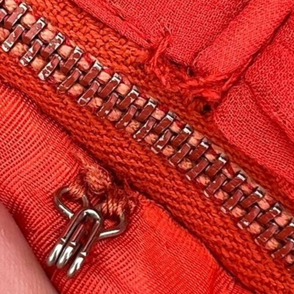 Howard Hirsh California 1950s Red Orange Chiffon Party Dress XS/S Full Skirt - Picture 8 of 11